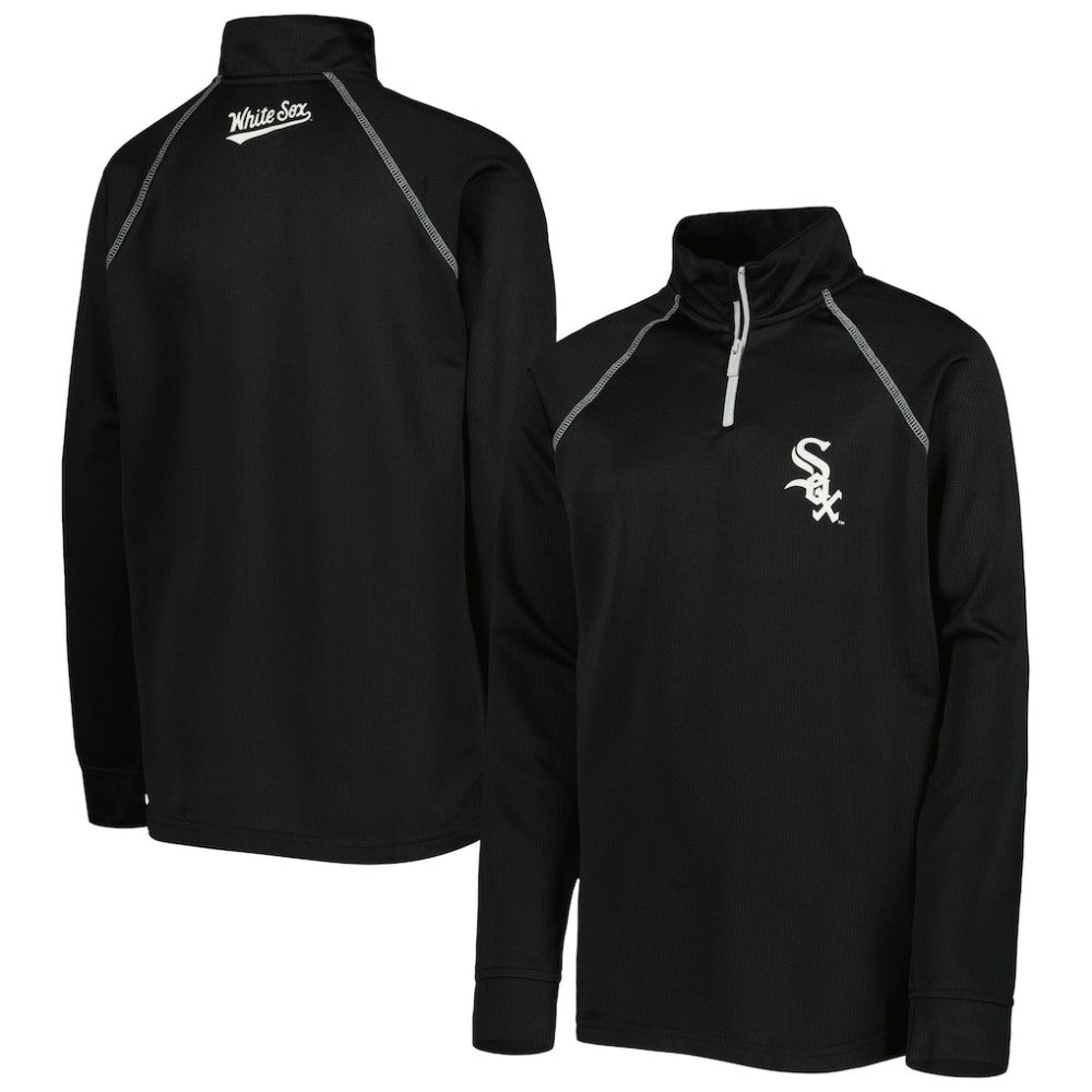 Chicago White Sox Stitches Youth Team Raglan Quarter-Zip Jacket - Black