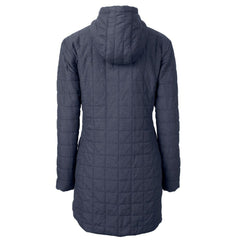 New York Giants Cutter & Buck Women's Rainier Primaloft Eco Hooded Long Lightweight Coat - Heather Navy on sale