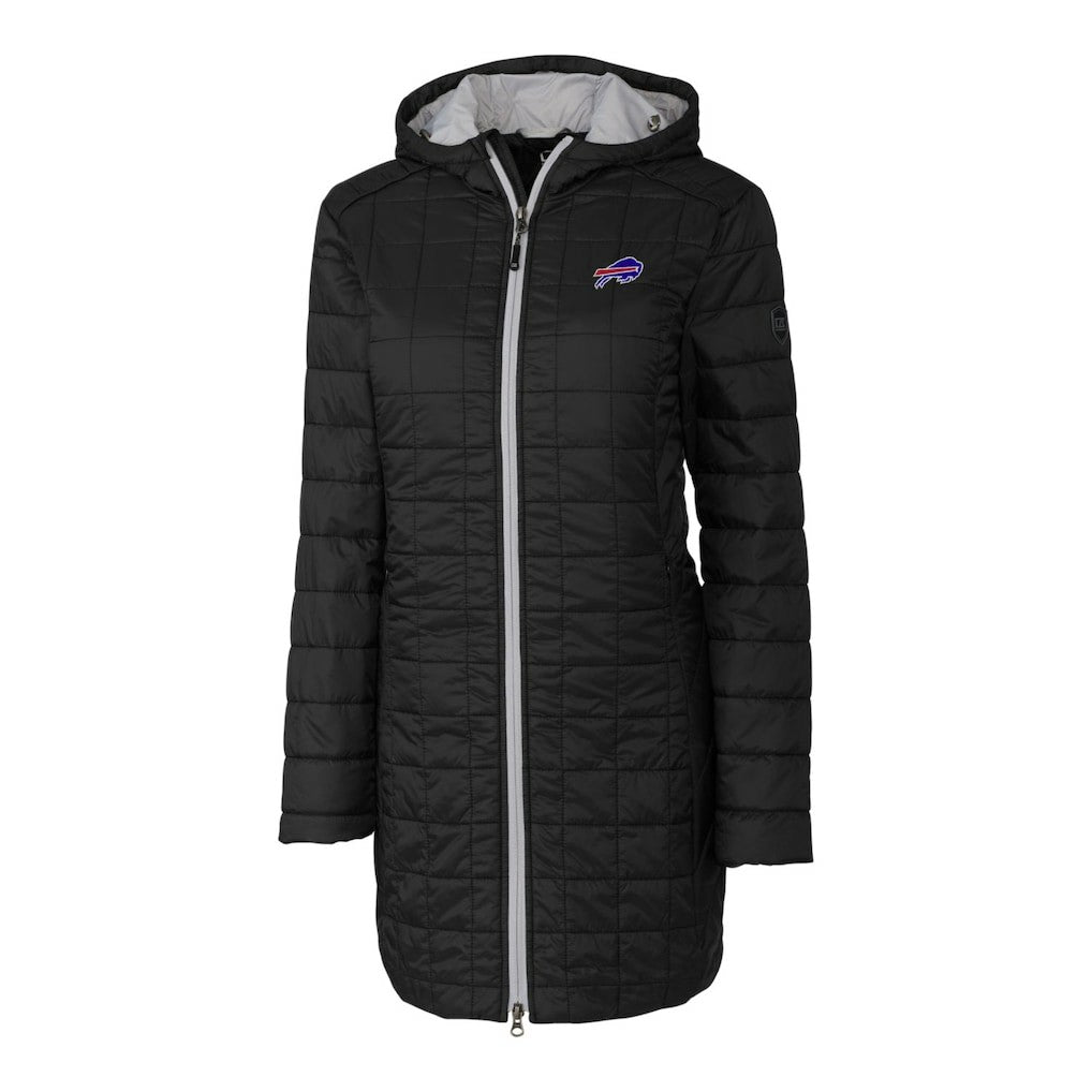 Buffalo Bills Cutter & Buck Women's Rainier Primaloft Eco Hooded Long Lightweight Coat - Black discount