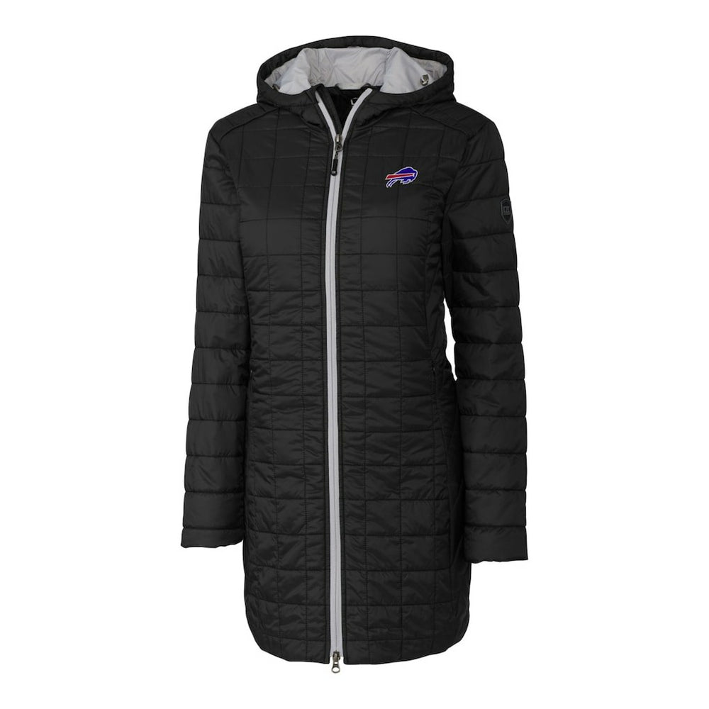 Buffalo Bills Cutter & Buck Women's Rainier Primaloft Eco Hooded Long Lightweight Coat - Black discount