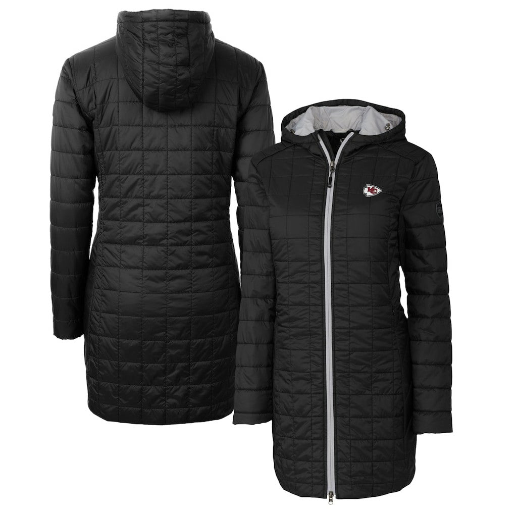 Kansas City Chiefs Cutter & Buck Women's Rainier Primaloft Eco Hooded Long Lightweight Coat - Black sale