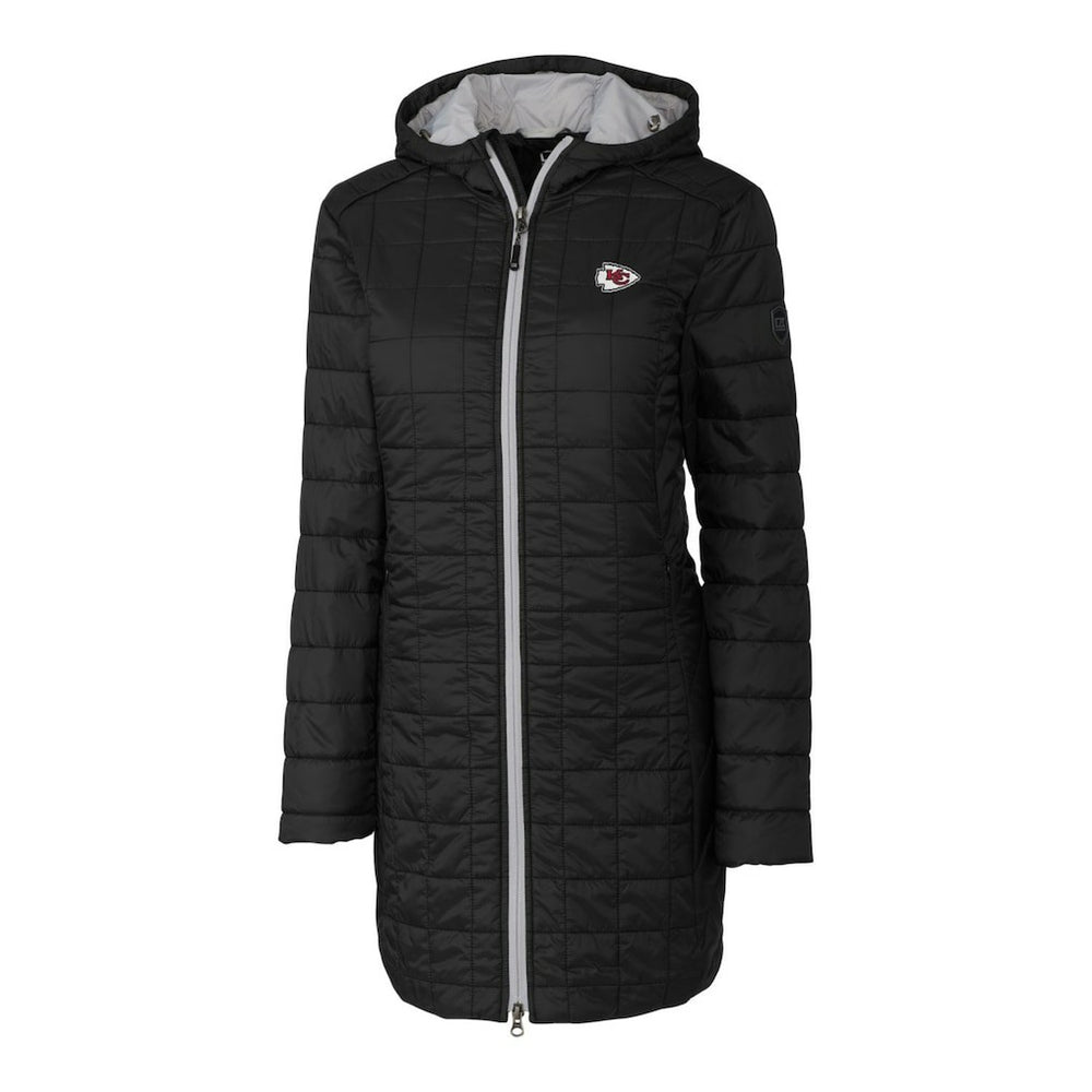 Kansas City Chiefs Cutter & Buck Women's Rainier Primaloft Eco Hooded Long Lightweight Coat - Black sale
