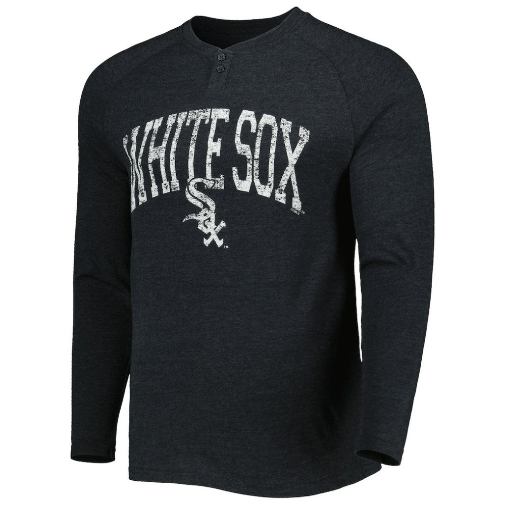 Chicago White Sox Concepts Sport Inertia Raglan Long Sleeve Henley Top - Heather Black