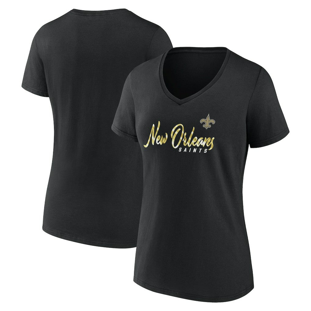 New Orleans Saints Women's Shine Time V-Neck T-Shirt - Black outlet