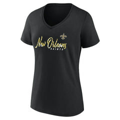 New Orleans Saints Women's Shine Time V-Neck T-Shirt - Black outlet