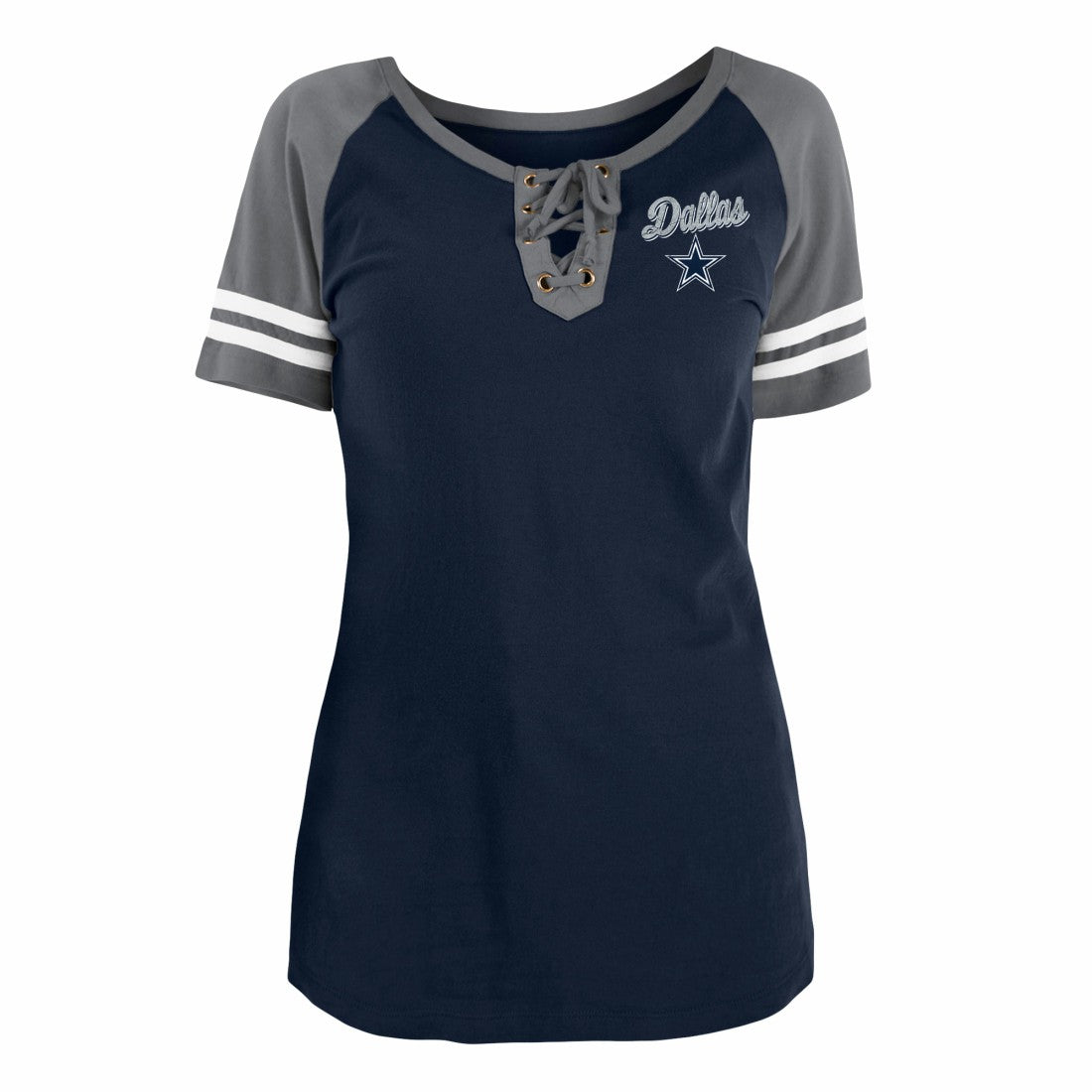 Dallas Cowboys New Era Women's Team Logo Lace-Up Raglan T-Shirt - Navy sale