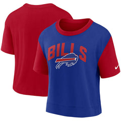 Buffalo Bills Women's High Hip Fashion T-Shirt - Red/Royal | Nike outlet