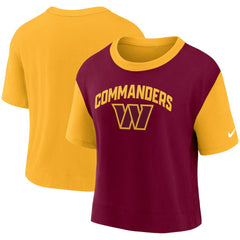 Washington Commanders Women's High Hip Fashion T-Shirt - Gold/Burgundy | Nike online