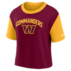 Washington Commanders Women's High Hip Fashion T-Shirt - Gold/Burgundy | Nike online