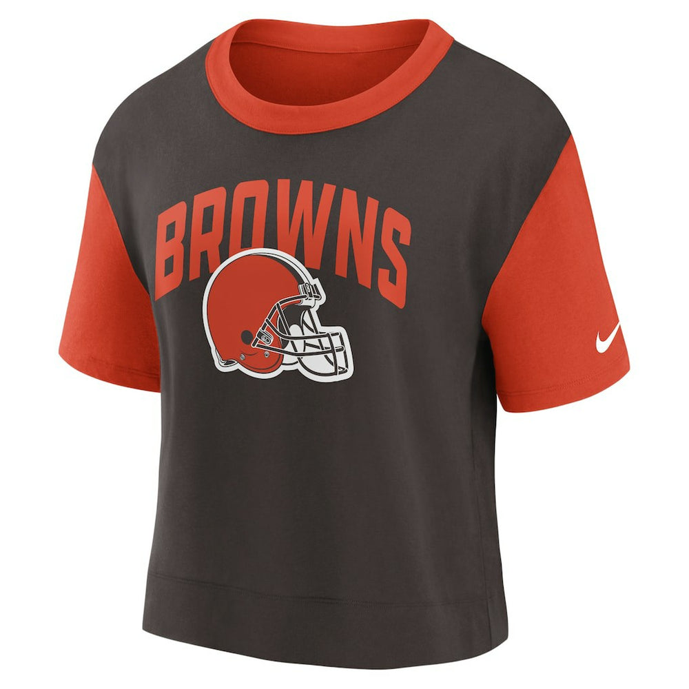 Cleveland Browns Women's High Hip Fashion T-Shirt - Orange/Brown | Nike on sale