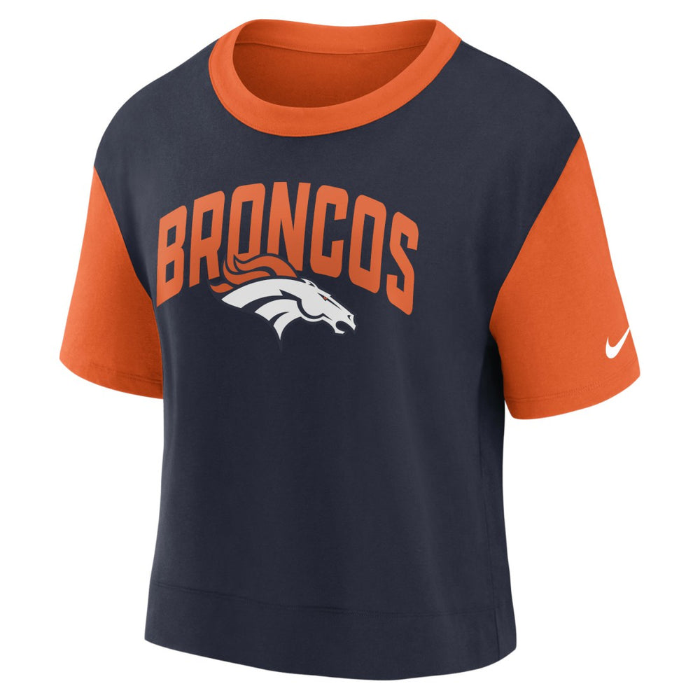 Denver Broncos Women's High Hip Fashion T-Shirt - Orange/Navy | Nike sale