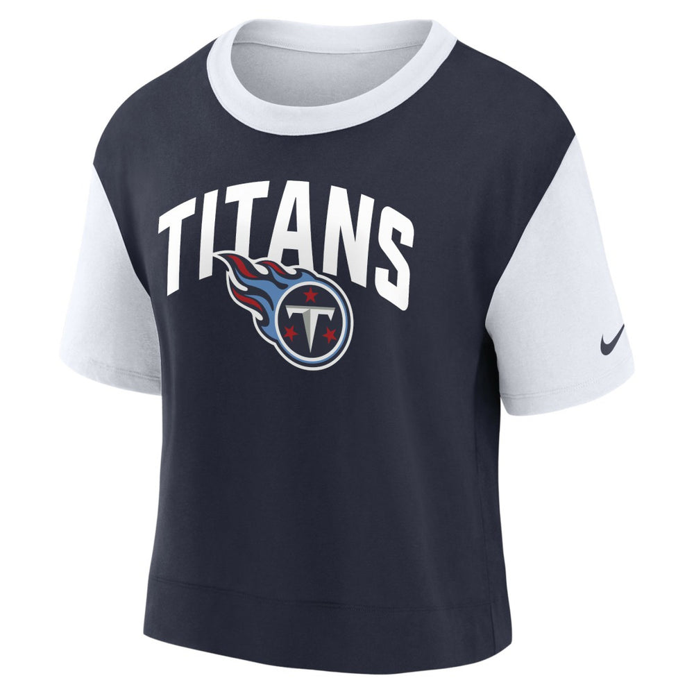 Tennessee Titans Women's High Hip Fashion T-Shirt - White/Navy | Nike outlet