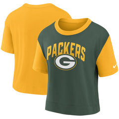 Green Bay Packers Women's High Hip Fashion T-Shirt - Gold/Green | Nike outlet