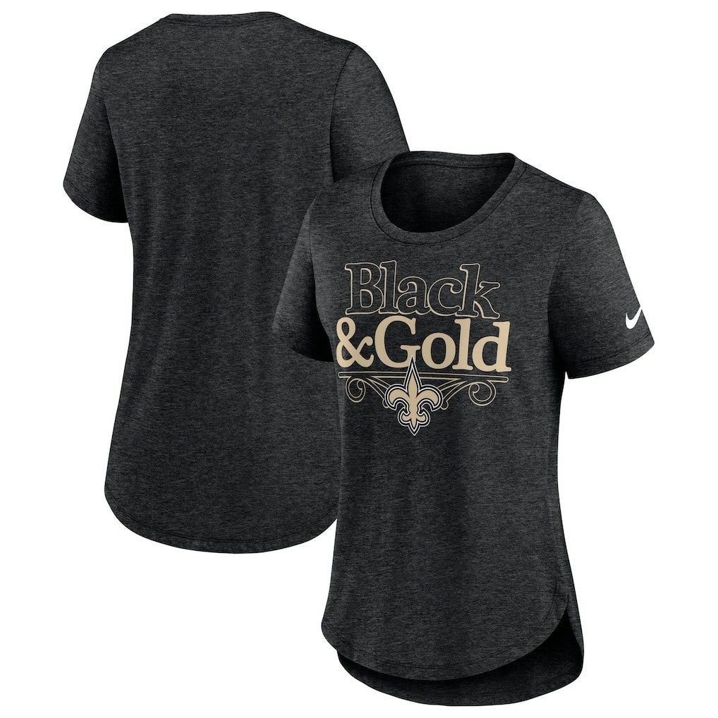 New Orleans Saints Women's Local Fashion Tri-Blend T-Shirt - Heather Black | Nike cheap
