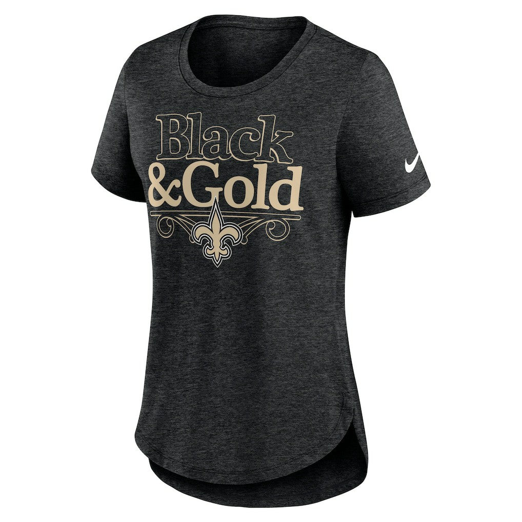 New Orleans Saints Women's Local Fashion Tri-Blend T-Shirt - Heather Black | Nike cheap