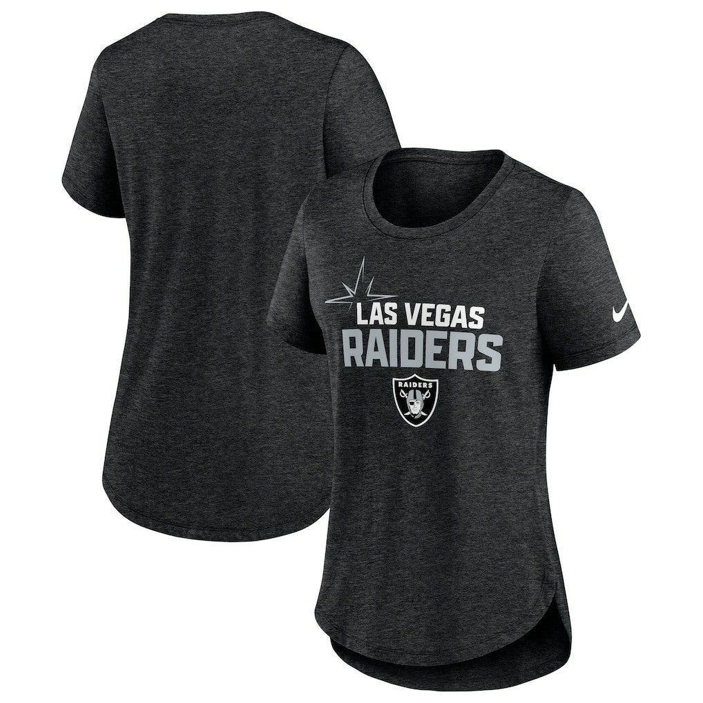 Las Vegas Raiders Women's Local Fashion Tri-Blend T-Shirt - Heather Black | Nike discount