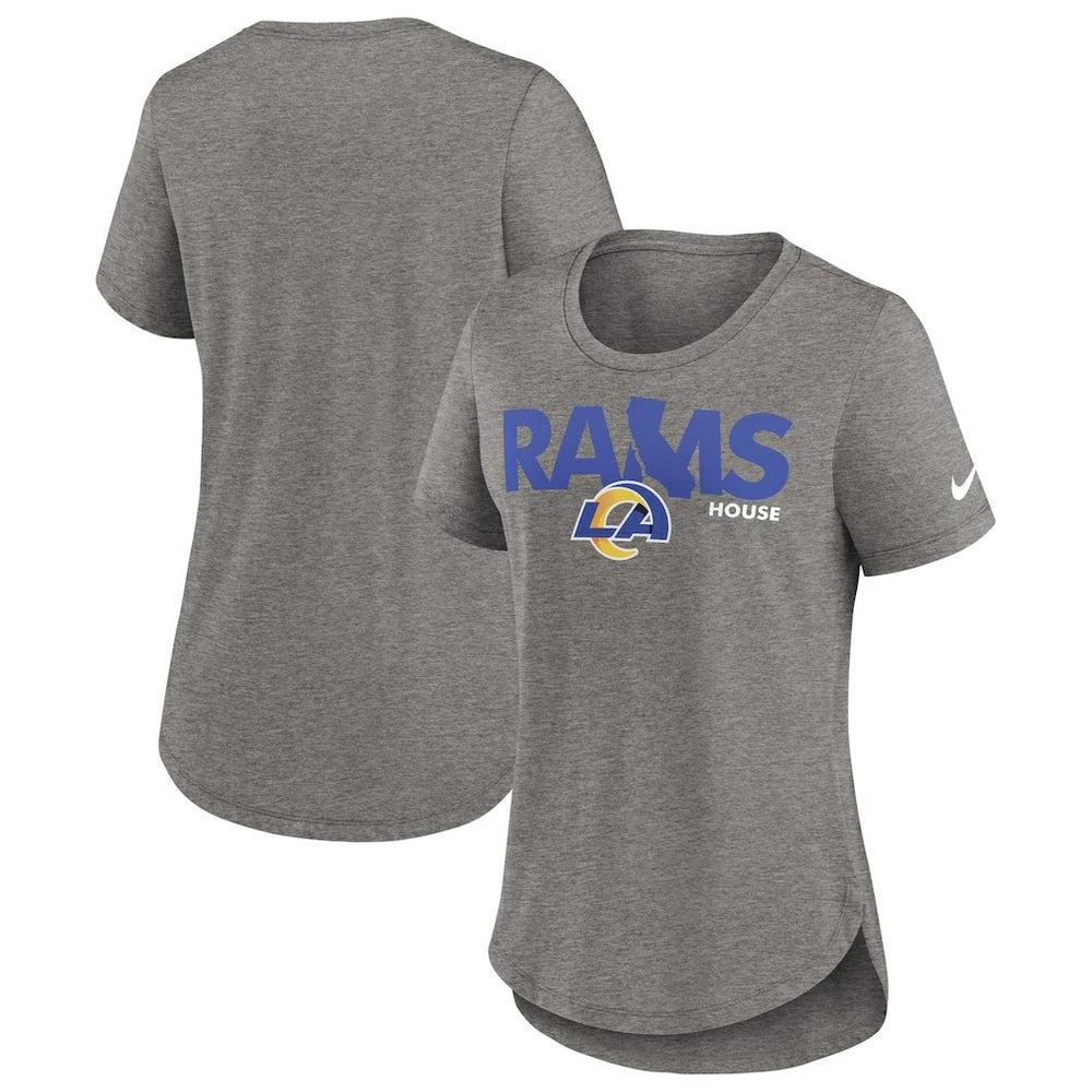 Los Angeles Rams Women's Local Fashion Tri-Blend T-Shirt - Heather Charcoal | Nike online