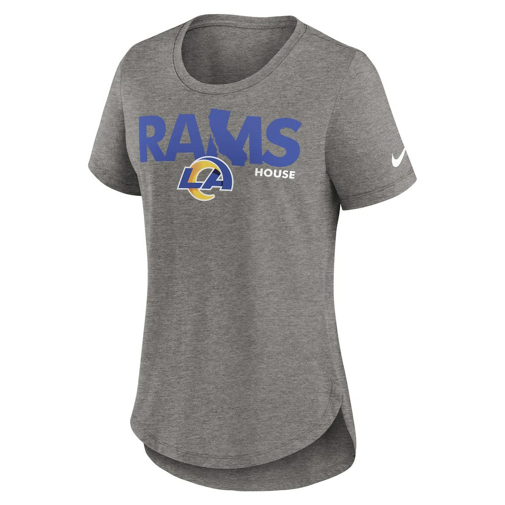 Los Angeles Rams Women's Local Fashion Tri-Blend T-Shirt - Heather Charcoal | Nike online
