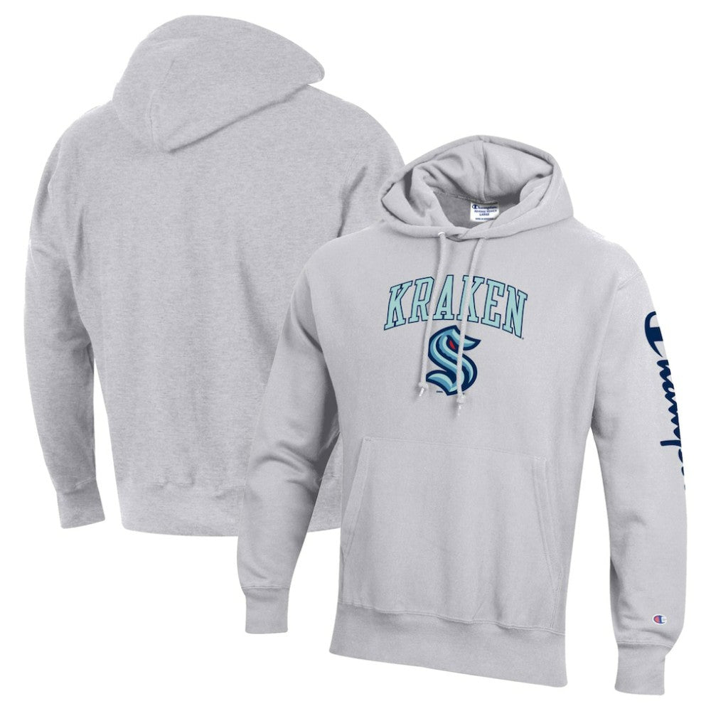 Seattle Kraken Champion Reverse Weave Pullover Hoodie Heather Gray