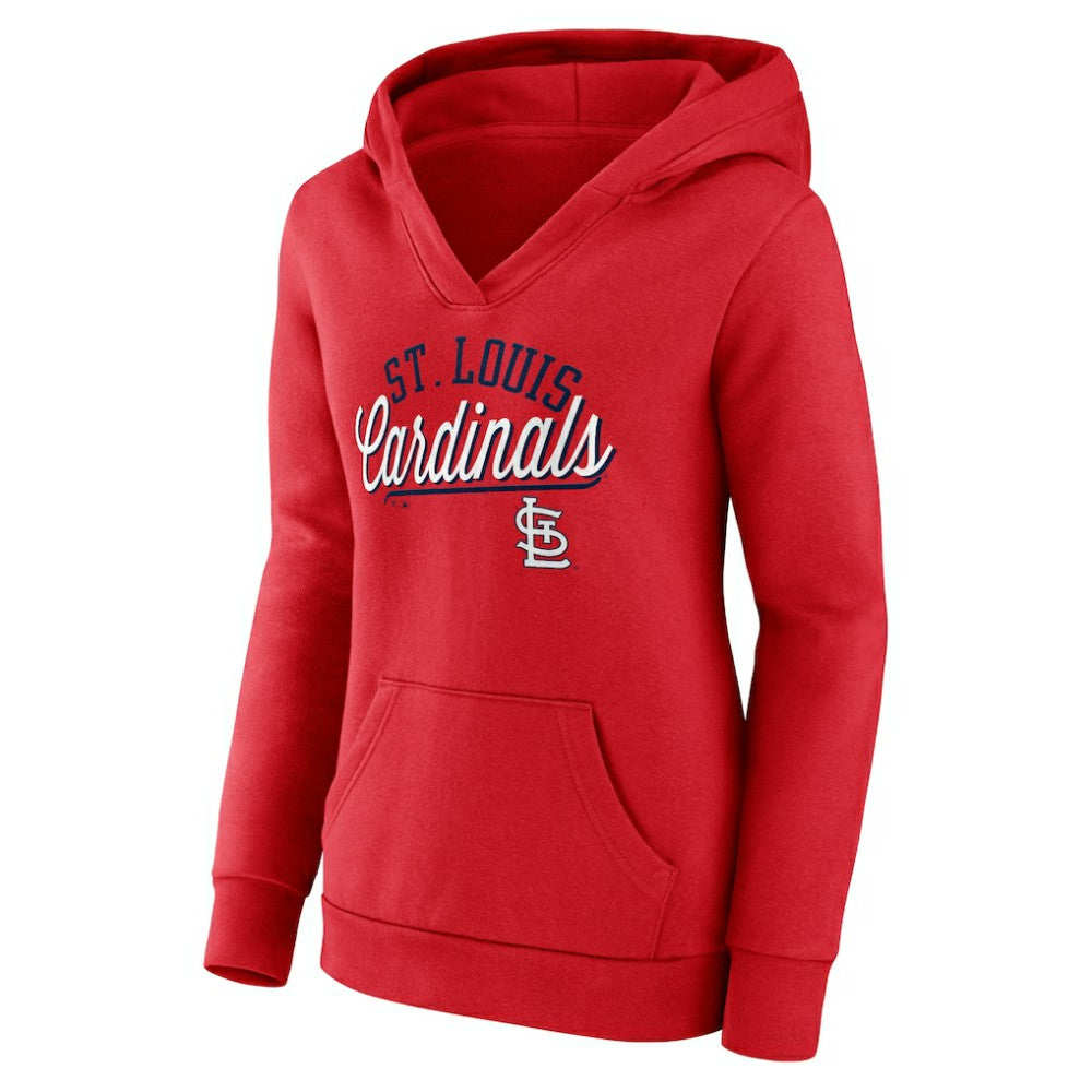 St. Louis Cardinals Women's Simplicity Crossover V-Neck Pullover Hoodie - Red