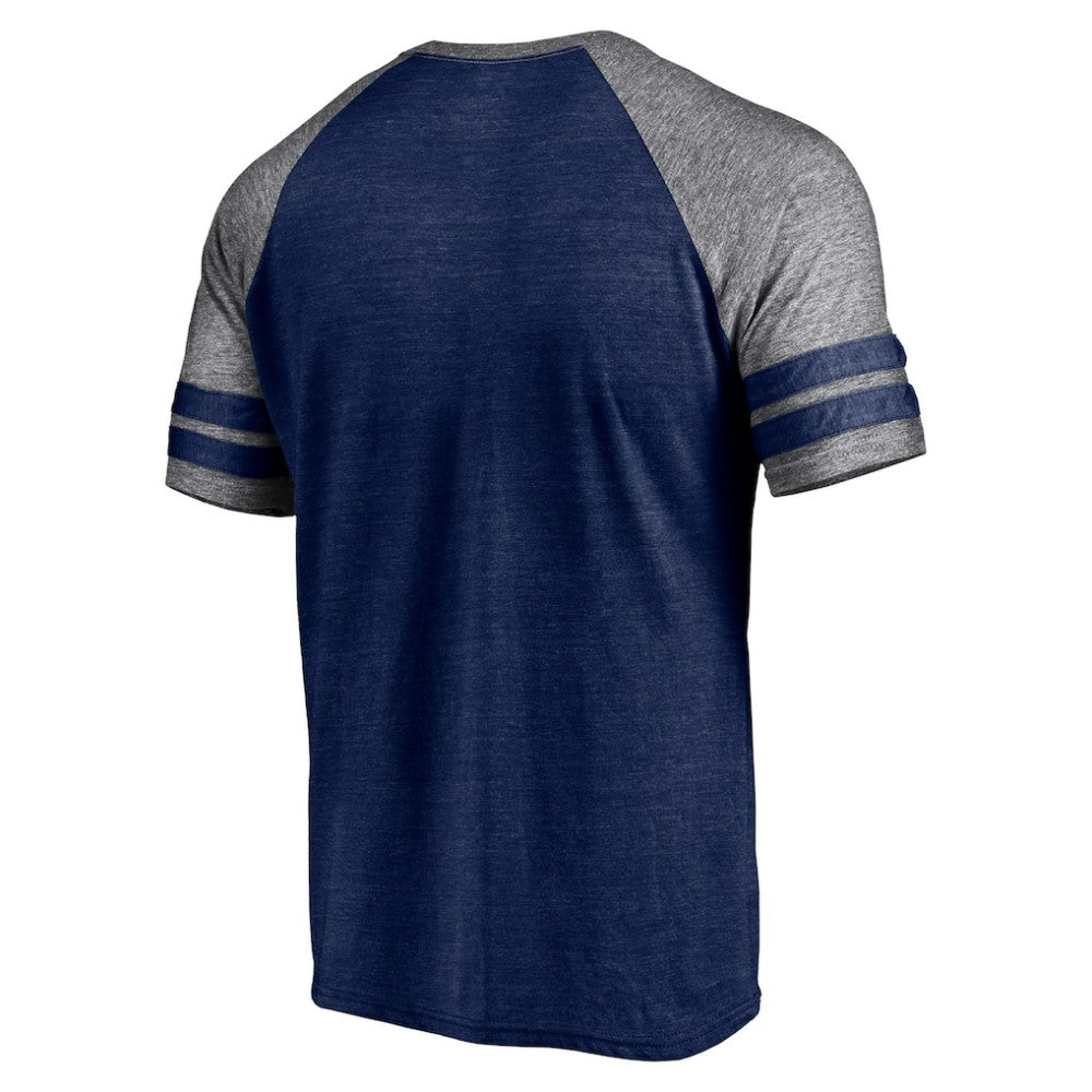 Boston Red Sox Utility Two-Stripe Raglan Tri-Blend T-Shirt - Heather Navy