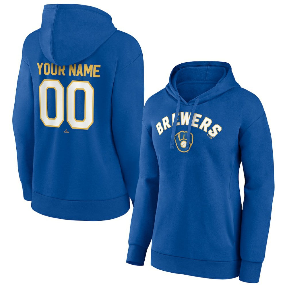 Milwaukee Brewers Women's Personalized Cooperstown Collection Winning Streak Pullover Hoodie - Royal
