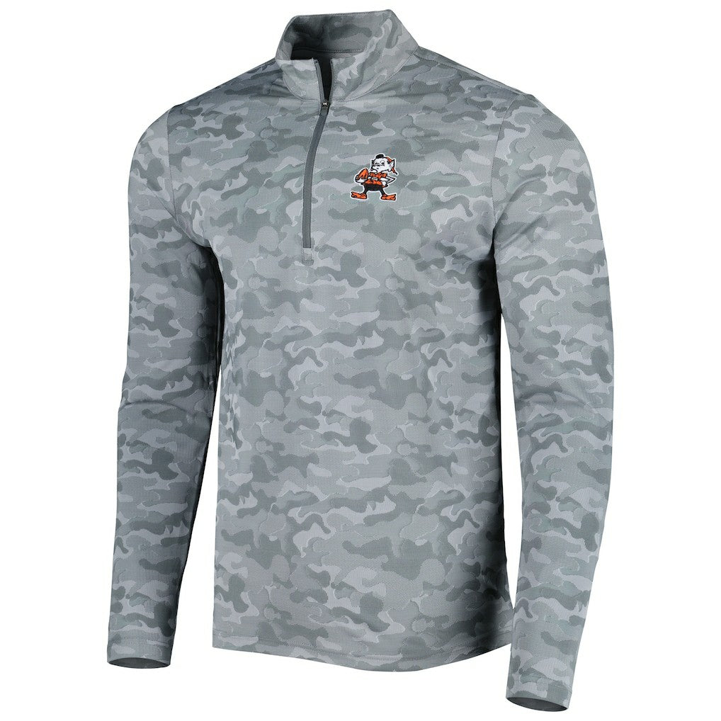 Cleveland Browns Antigua Brigade Throwback Quarter-Zip Top - Gray discount
