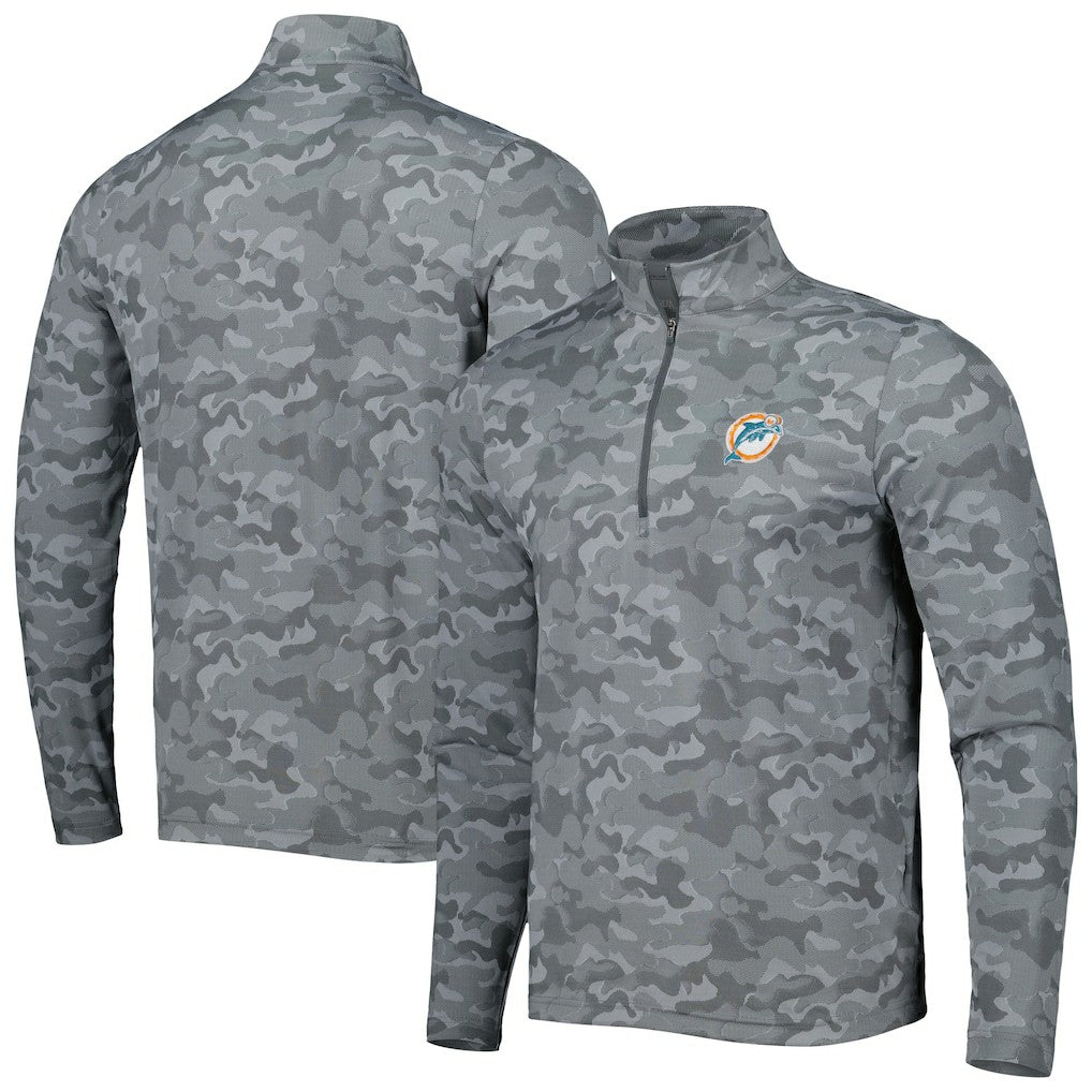 Miami Dolphins Antigua Brigade Throwback Quarter-Zip Top - Gray discount