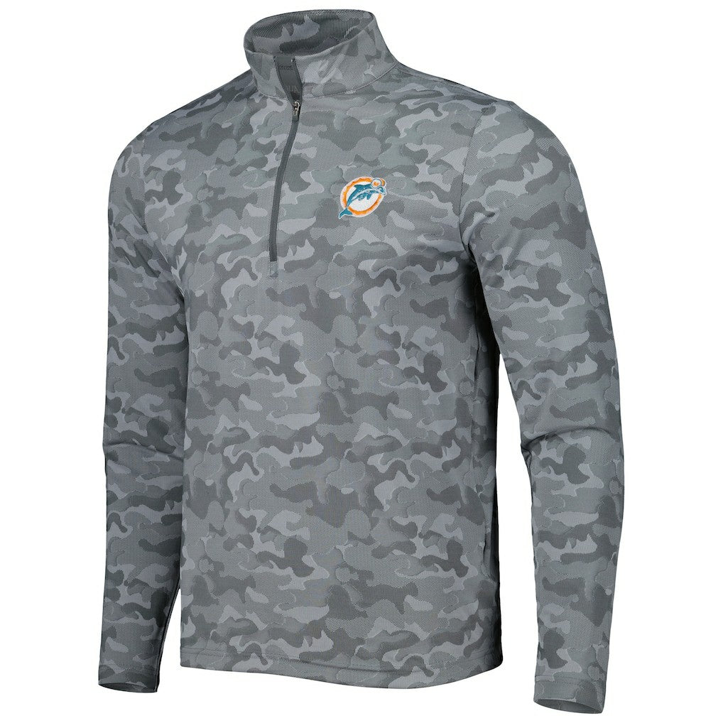 Miami Dolphins Antigua Brigade Throwback Quarter-Zip Top - Gray discount