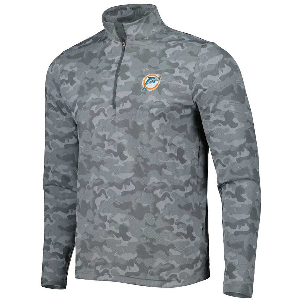 Miami Dolphins Antigua Brigade Throwback Quarter-Zip Top - Gray discount