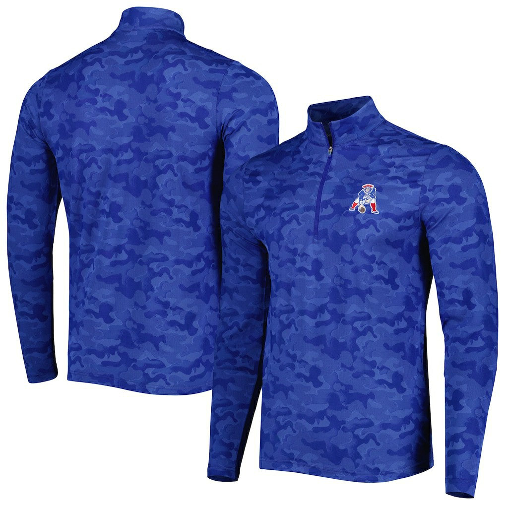 New England Patriots Antigua Brigade Throwback Quarter-Zip Top - Royal on sale