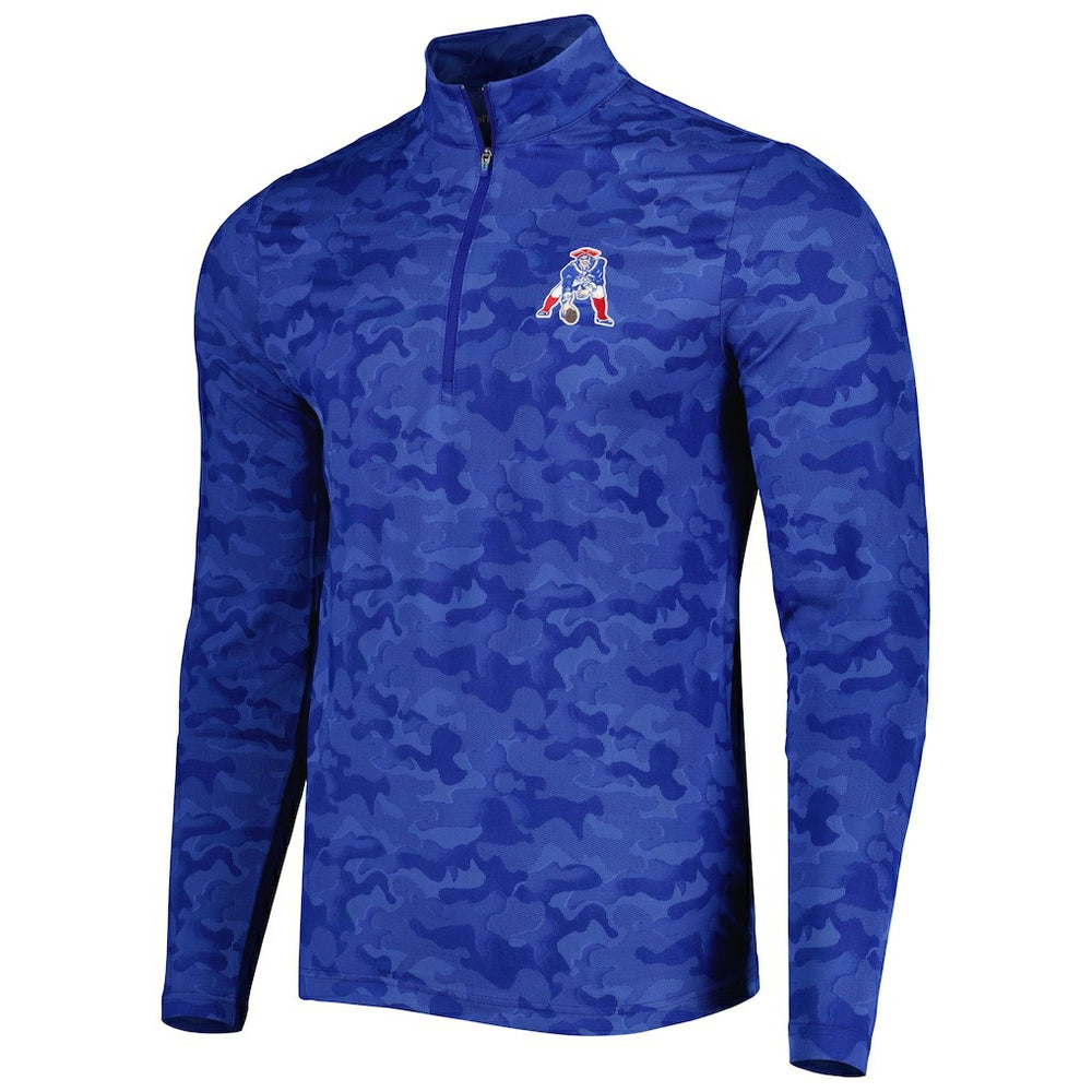 New England Patriots Antigua Brigade Throwback Quarter-Zip Top - Royal on sale