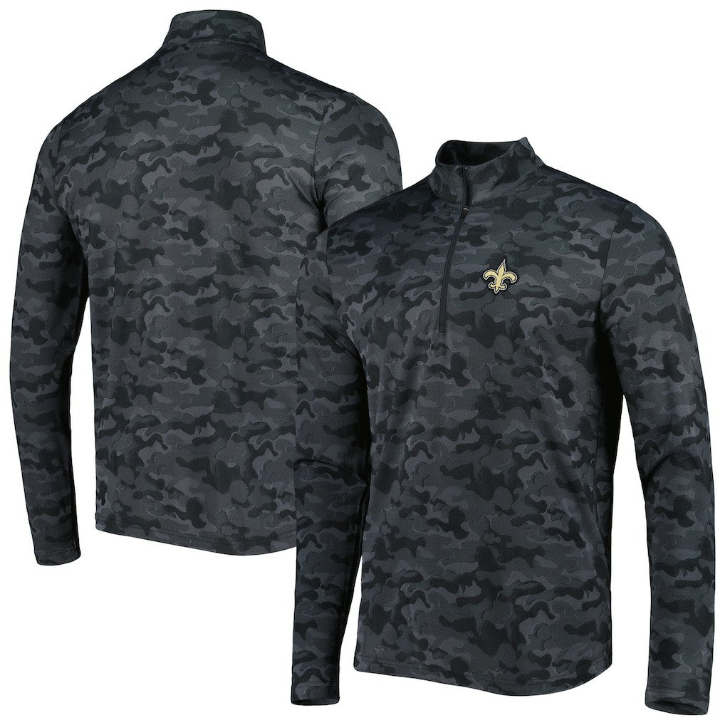 New Orleans Saints Antigua Brigade Quarter-Zip Sweatshirt - Black sale