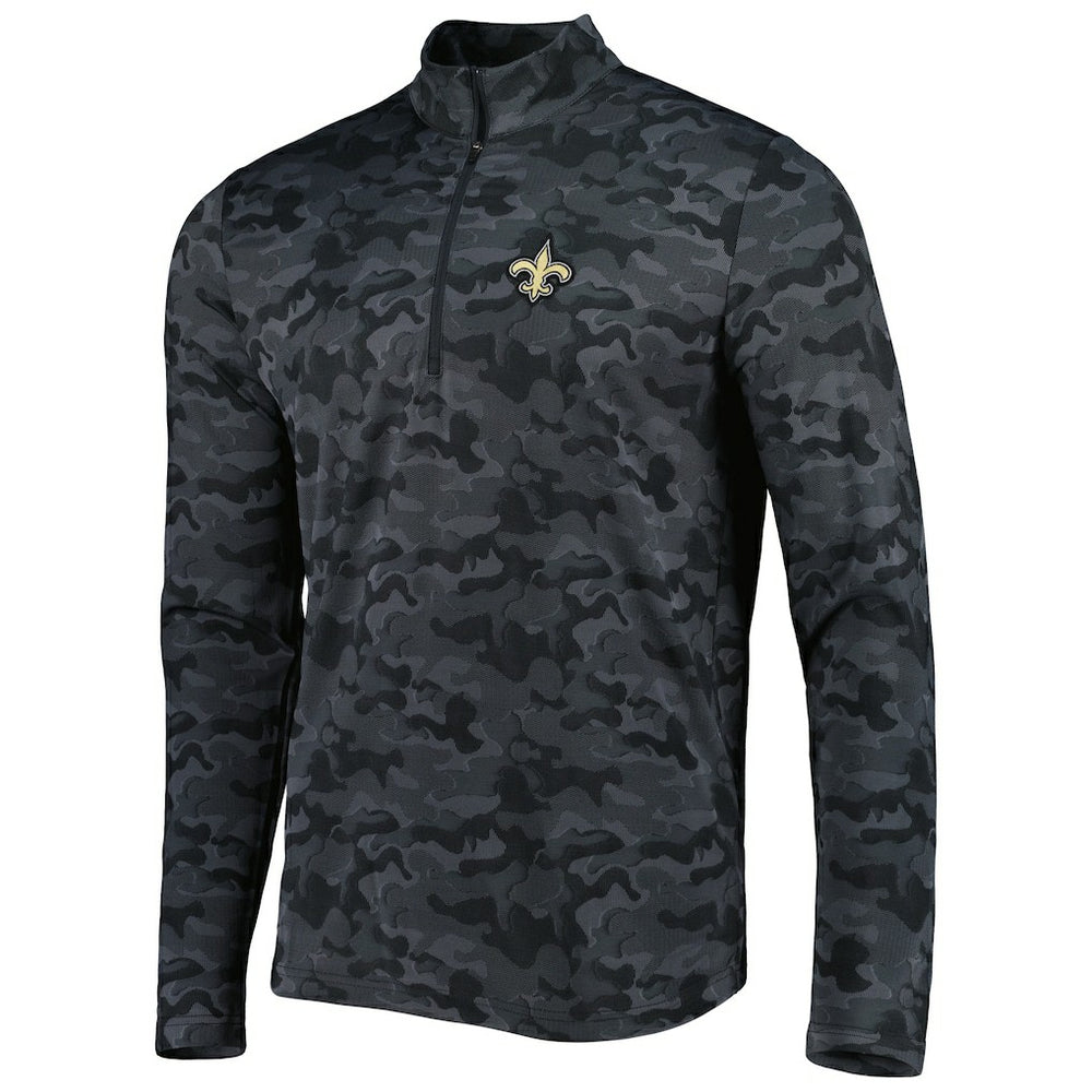 New Orleans Saints Antigua Brigade Quarter-Zip Sweatshirt - Black sale