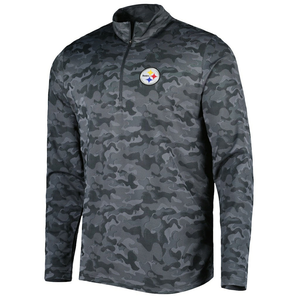 Pittsburgh Steelers Antigua Brigade Quarter-Zip Sweatshirt - Black on sale