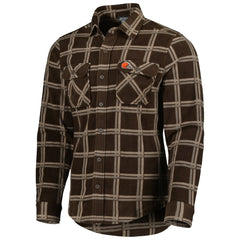 Cleveland Browns Antigua Industry Flannel Button-Up Shirt Jacket - Brown on sale