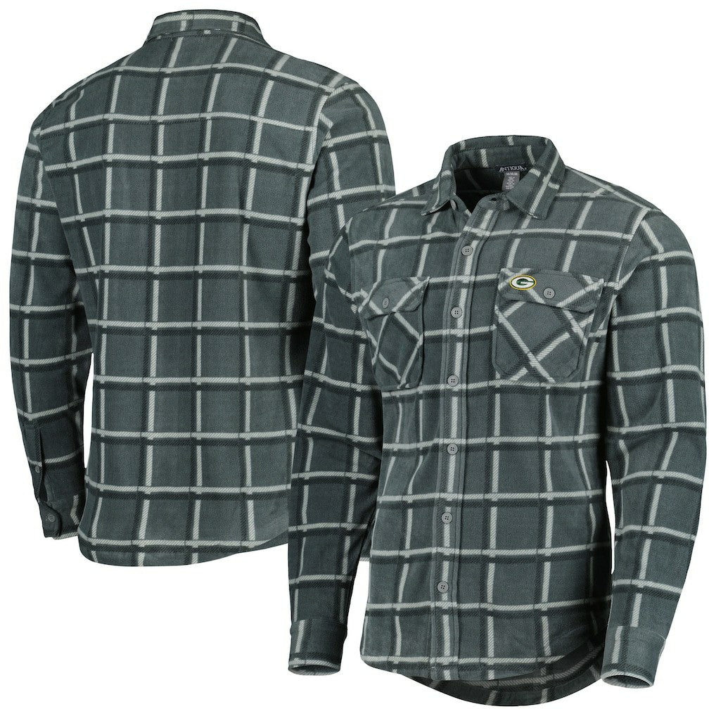 Green Bay Packers Antigua Industry Flannel Button-Up Shirt Jacket - Gray on sale