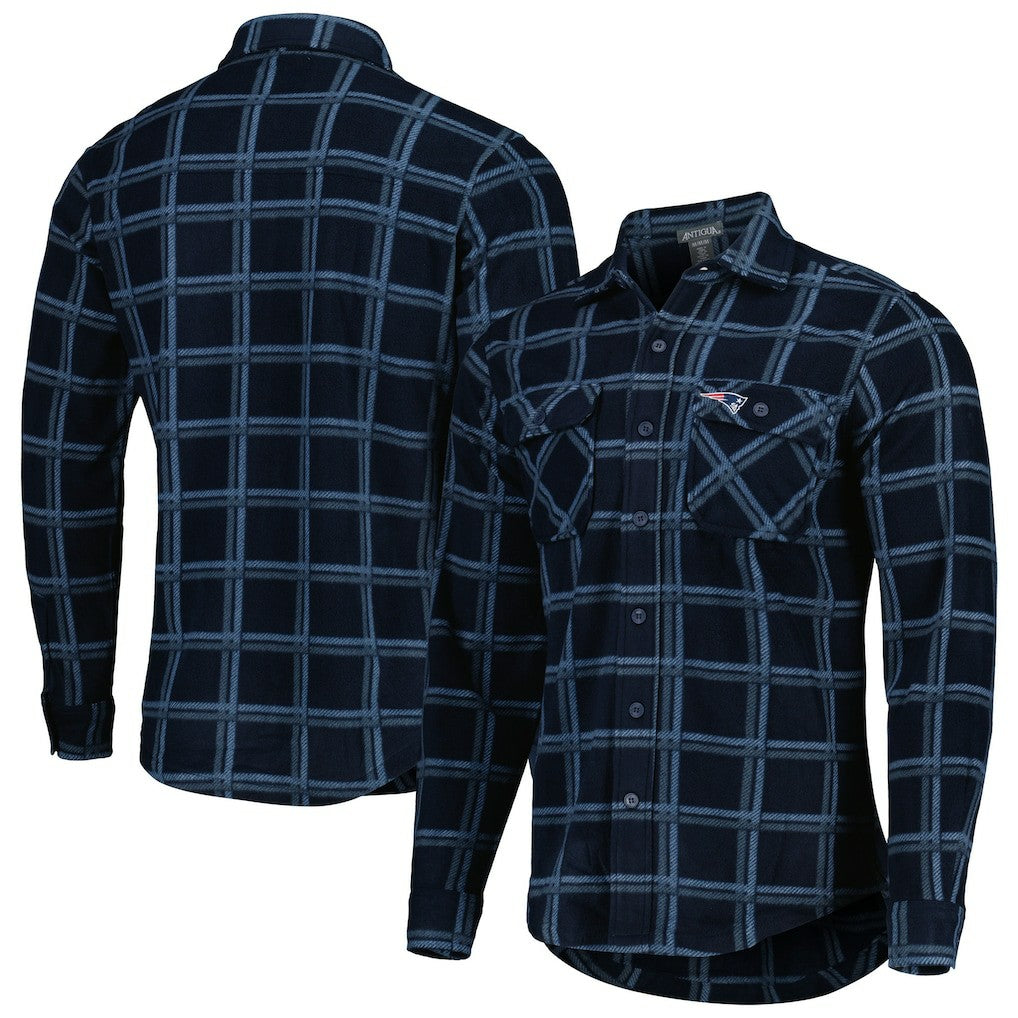 New England Patriots Antigua Industry Flannel Button-Up Shirt Jacket - Navy outlet