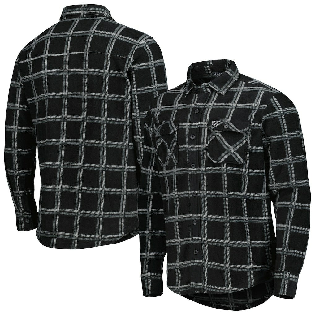 Las Vegas Raiders Antigua Industry Flannel Button-Up Shirt Jacket - Black for sale