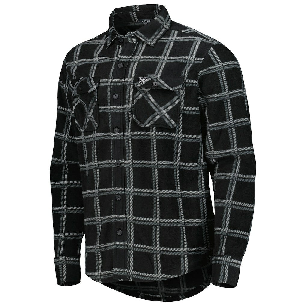 Las Vegas Raiders Antigua Industry Flannel Button-Up Shirt Jacket - Black for sale