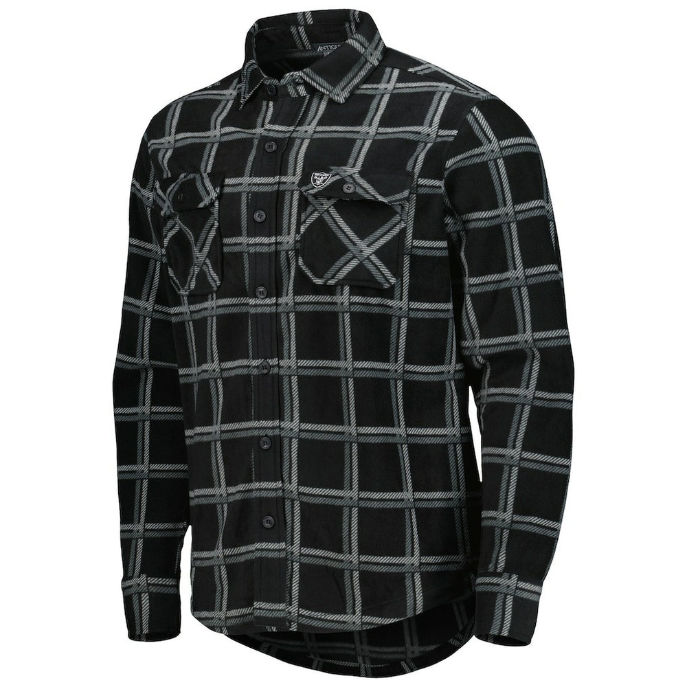 Las Vegas Raiders Antigua Industry Flannel Button-Up Shirt Jacket - Black for sale