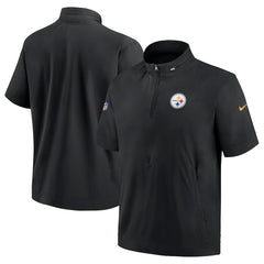 Pittsburgh Steelers Sideline Coach Short Sleeve Hoodie Quarter-Zip Jacket - Black | Nike discount