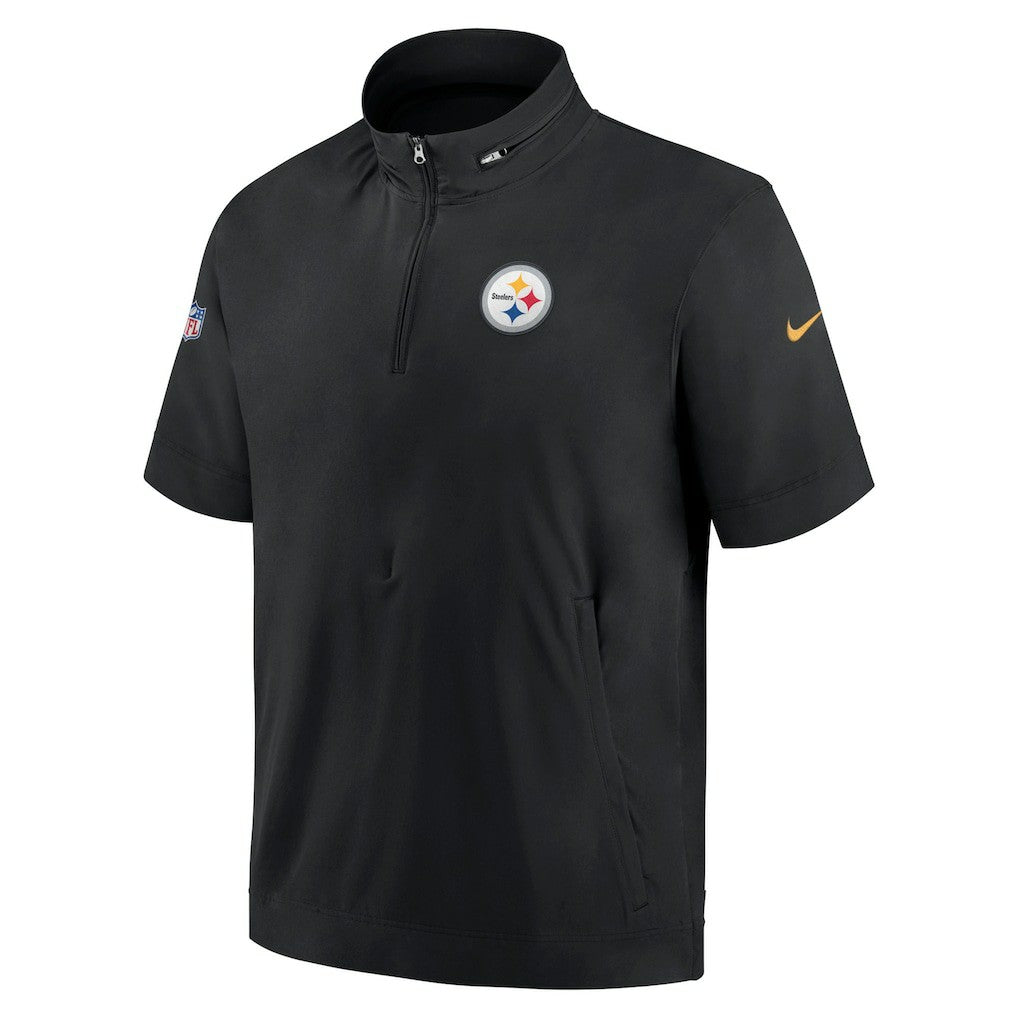 Pittsburgh Steelers Sideline Coach Short Sleeve Hoodie Quarter-Zip Jacket - Black | Nike discount