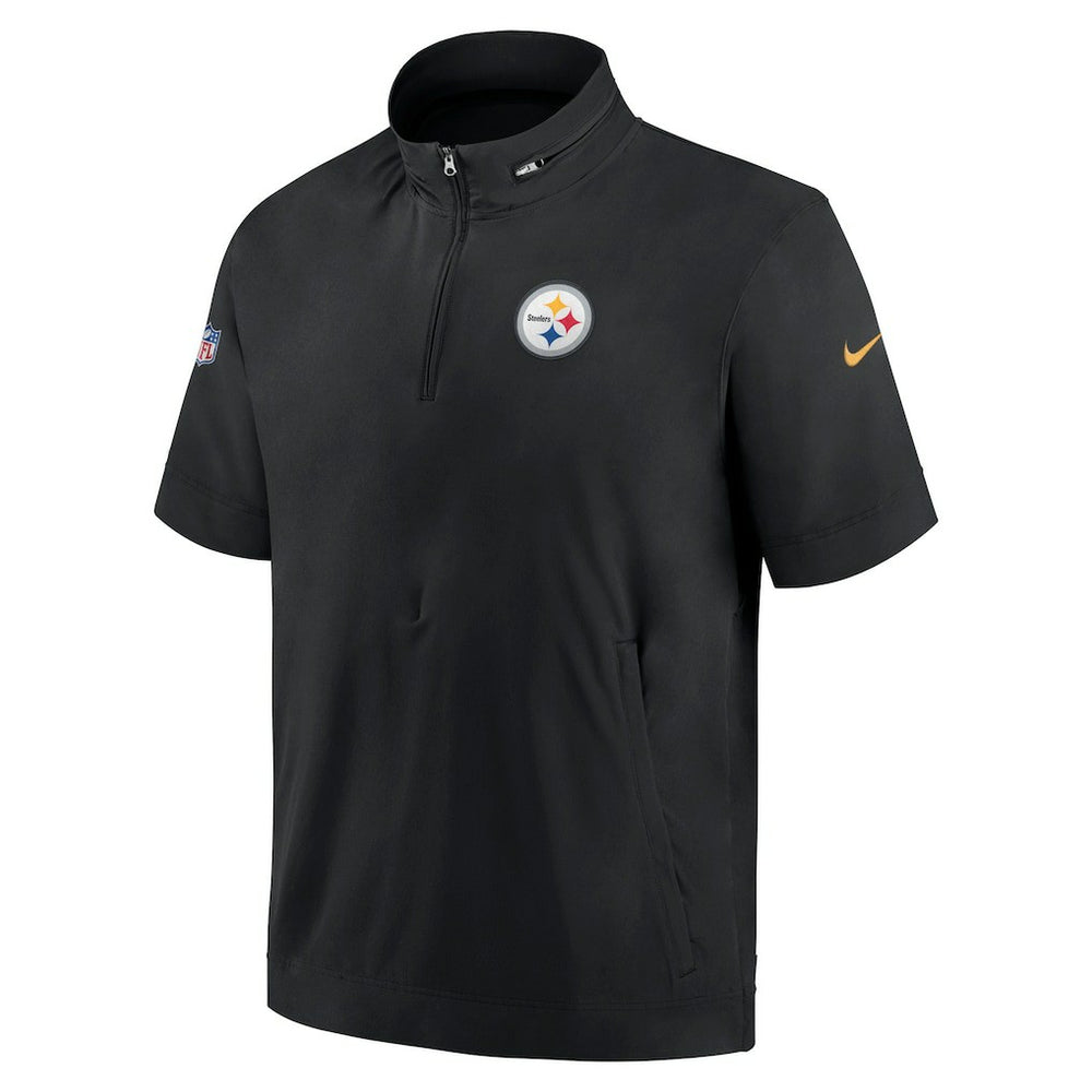 Pittsburgh Steelers Sideline Coach Short Sleeve Hoodie Quarter-Zip Jacket - Black | Nike discount