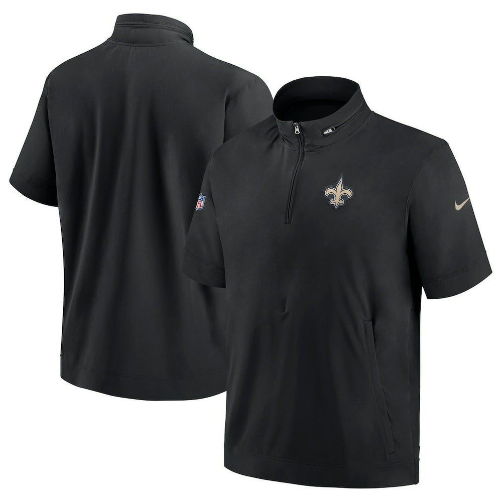New Orleans Saints Sideline Coach Short Sleeve Hoodie Quarter-Zip Jacket - Black | Nike discount