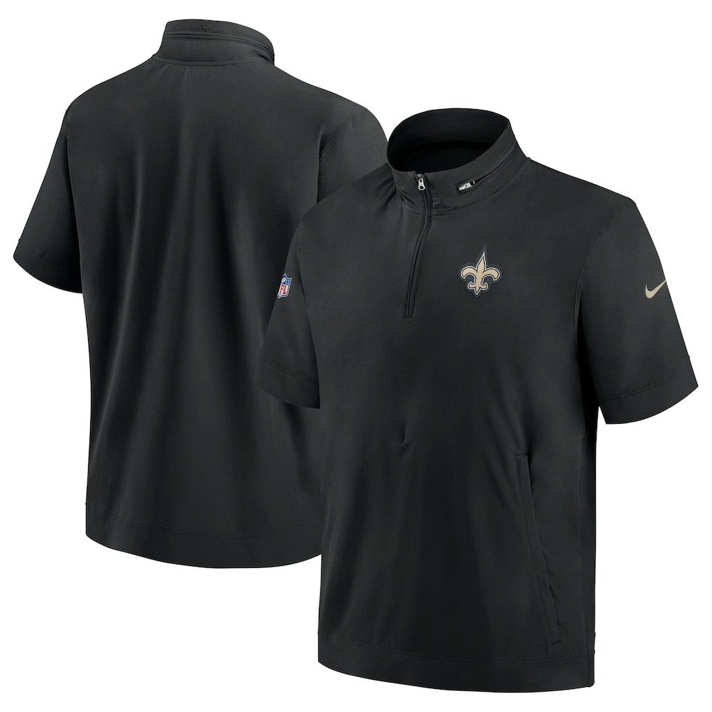 New Orleans Saints Sideline Coach Short Sleeve Hoodie Quarter-Zip Jacket - Black | Nike discount