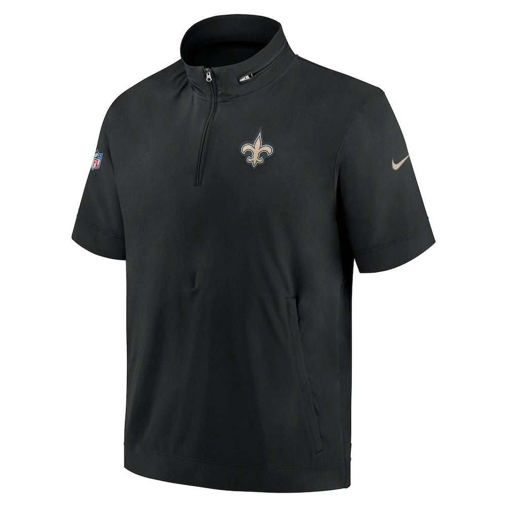 New Orleans Saints Sideline Coach Short Sleeve Hoodie Quarter-Zip Jacket - Black | Nike discount
