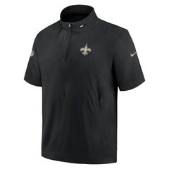 New Orleans Saints Sideline Coach Short Sleeve Hoodie Quarter-Zip Jacket - Black | Nike discount