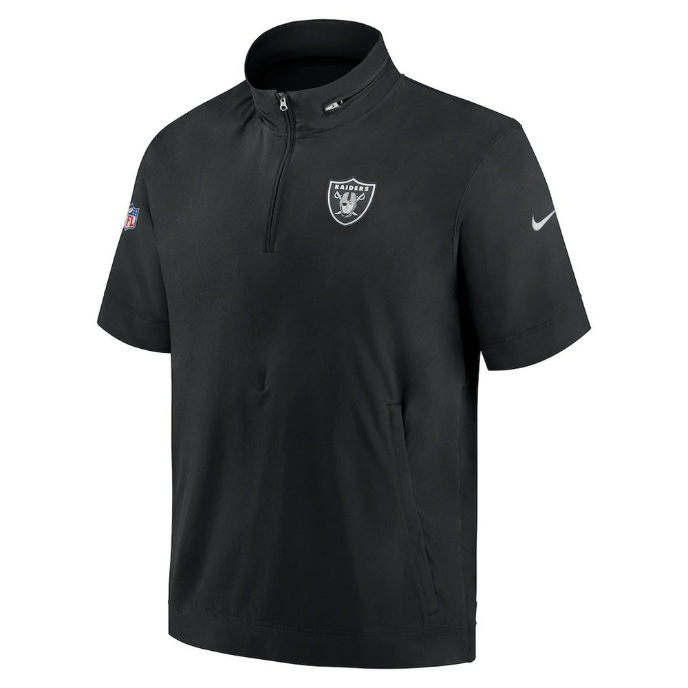 Las Vegas Raiders Sideline Coach Short Sleeve Hoodie Quarter-Zip Jacket - Black | Nike outlet