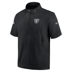 Las Vegas Raiders Sideline Coach Short Sleeve Hoodie Quarter-Zip Jacket - Black | Nike outlet